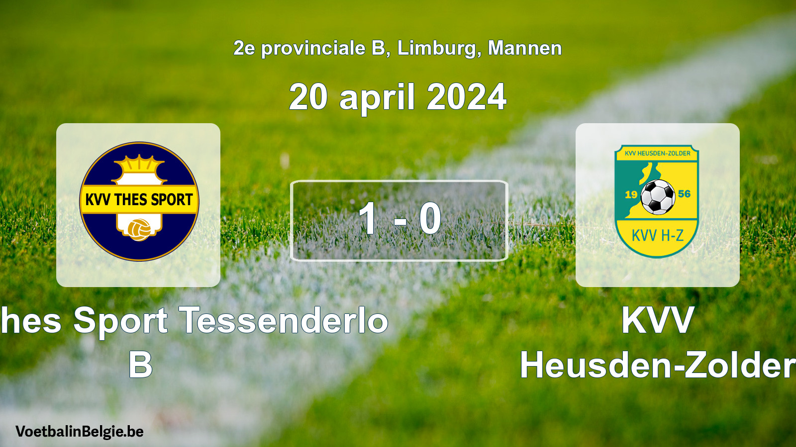 Gespeelde wedstrijd mannenvoetbal: KVV Thes Sport Tessenderlo B - KVV Heusden-Zolder 1 - 0 (20 april 2024)