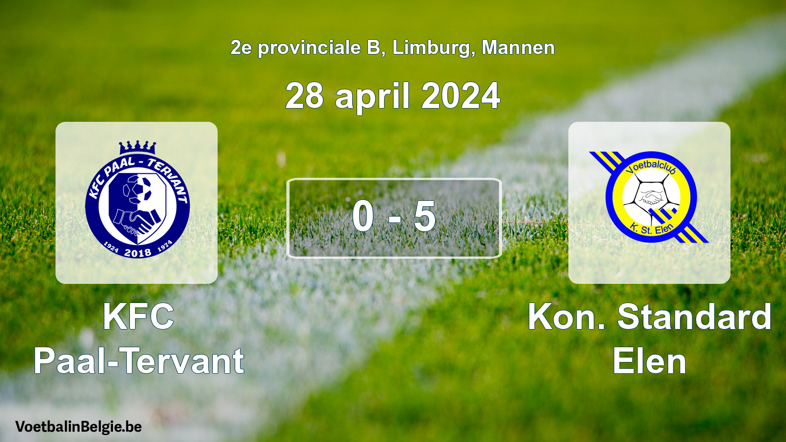 Gespeelde wedstrijd mannenvoetbal: KFC Paal-Tervant - Kon. Standard Elen 0 - 5 (28 april 2024)