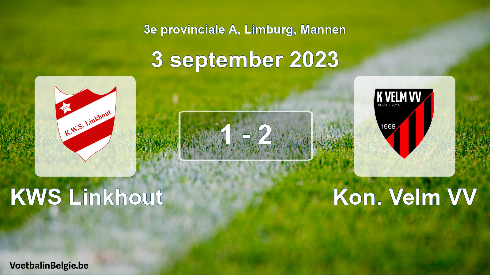 Gespeelde wedstrijd mannenvoetbal: KWS Linkhout - Kon. Velm VV 1 - 2 (3 september 2023)