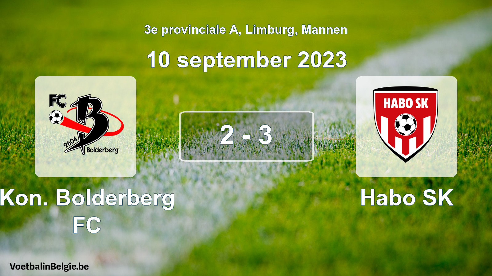 Gespeelde wedstrijd mannenvoetbal: Kon. Bolderberg FC - Habo SK 2 - 3 (10 september 2023)