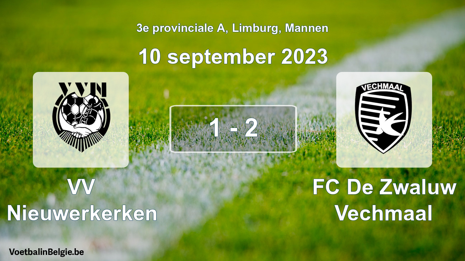 Gespeelde wedstrijd mannenvoetbal: VV Nieuwerkerken - FC De Zwaluw Vechmaal 1 - 2 (10 september 2023)
