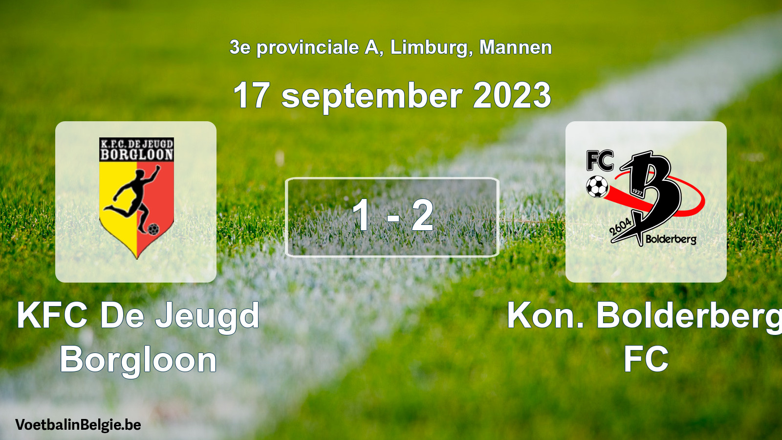Gespeelde wedstrijd mannenvoetbal: KFC De Jeugd Borgloon - Kon. Bolderberg FC 1 - 2 (17 september 2023)