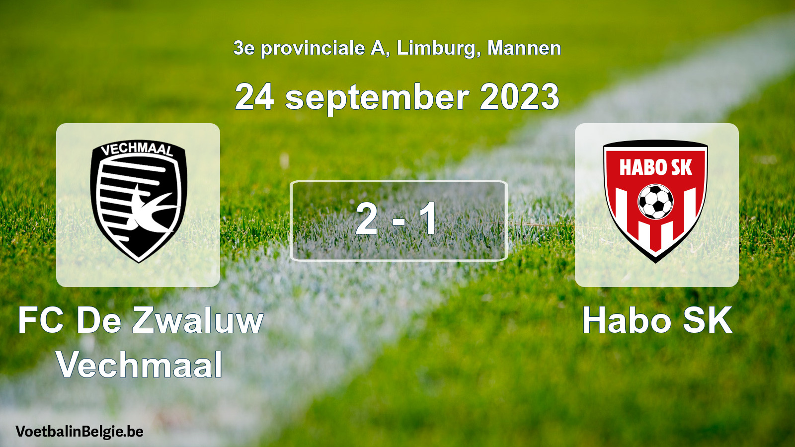 Gespeelde wedstrijd mannenvoetbal: FC De Zwaluw Vechmaal - Habo SK 2 - 1 (24 september 2023)