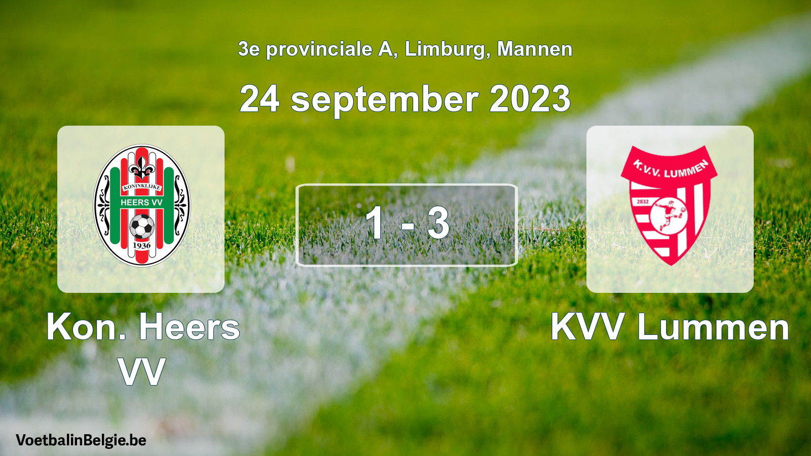 Gespeelde wedstrijd mannenvoetbal: Kon. Heers VV - KVV Lummen 1 - 3 (24 september 2023)