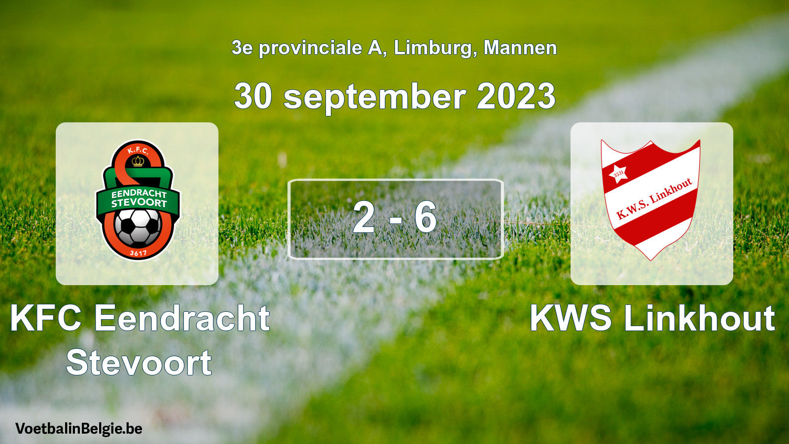 Gespeelde wedstrijd mannenvoetbal: KFC Eendracht Stevoort - KWS Linkhout 2 - 6 (30 september 2023)
