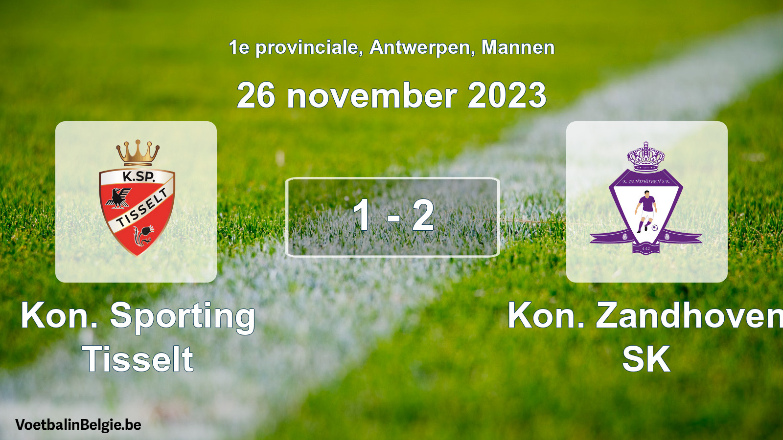 Gespeelde wedstrijd mannenvoetbal: Kon. Sporting Tisselt - Kon. Zandhoven SK 1 - 2 (26 november 2023)