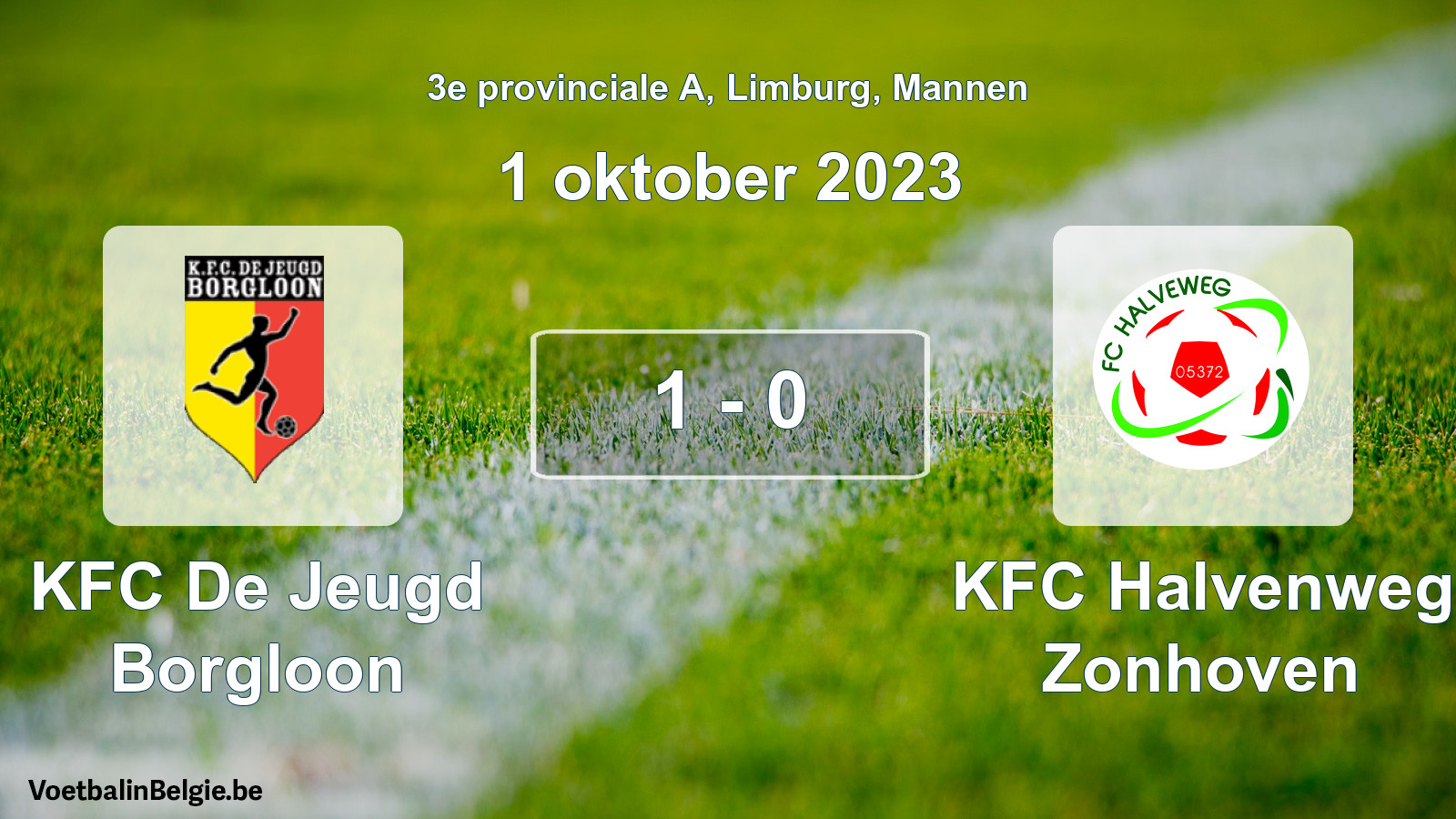 Gespeelde wedstrijd mannenvoetbal: KFC De Jeugd Borgloon - KFC Halvenweg Zonhoven 1 - 0 (1 oktober 2023)