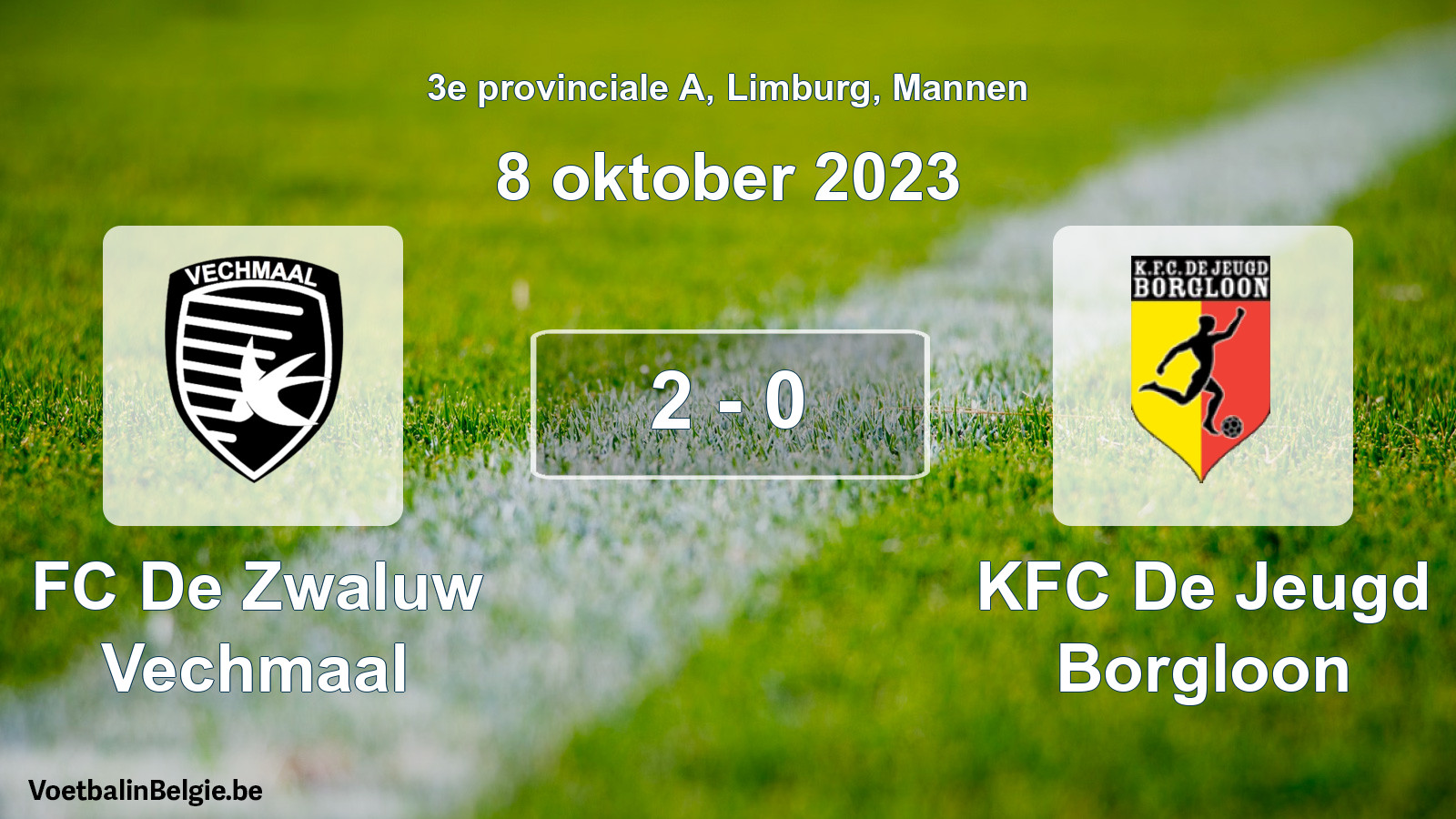 Gespeelde wedstrijd mannenvoetbal: FC De Zwaluw Vechmaal - KFC De Jeugd Borgloon 2 - 0 (8 oktober 2023)