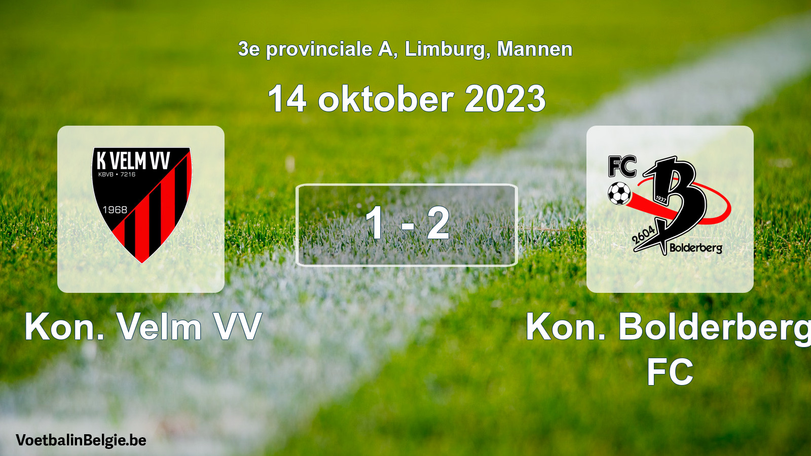 Gespeelde wedstrijd mannenvoetbal: Kon. Velm VV - Kon. Bolderberg FC 1 - 2 (14 oktober 2023)