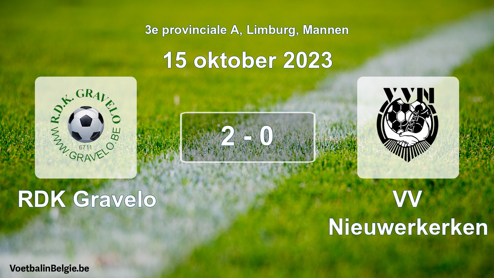 Gespeelde wedstrijd mannenvoetbal: RDK Gravelo - VV Nieuwerkerken 2 - 0 (15 oktober 2023)