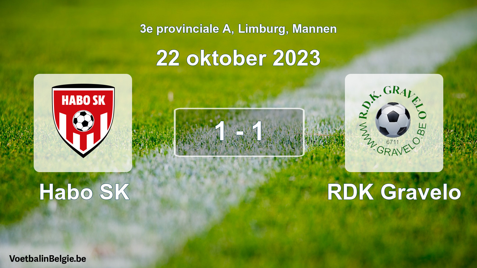 Gespeelde wedstrijd mannenvoetbal: Habo SK - RDK Gravelo 1 - 1 (22 oktober 2023)
