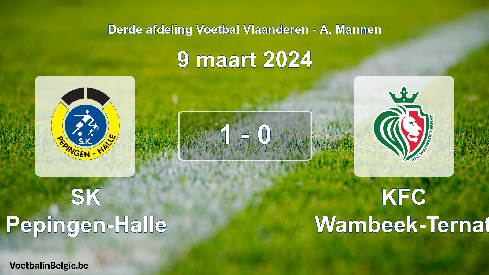 Gespeelde wedstrijd mannenvoetbal: SK Pepingen-Halle - KFC Wambeek-Ternat 1 - 0 (9 maart 2024)