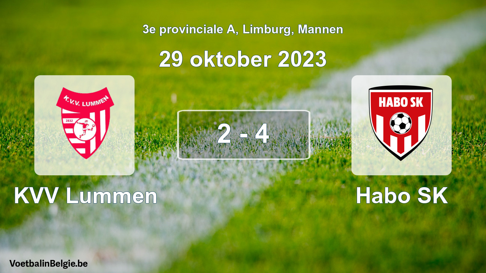 Gespeelde wedstrijd mannenvoetbal: KVV Lummen - Habo SK 2 - 4 (29 oktober 2023)