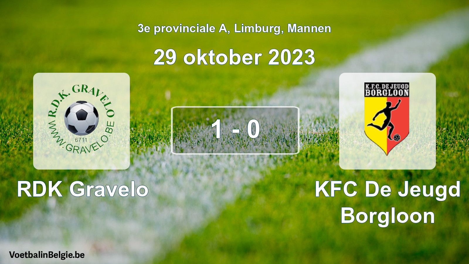Gespeelde wedstrijd mannenvoetbal: RDK Gravelo - KFC De Jeugd Borgloon 1 - 0 (29 oktober 2023)