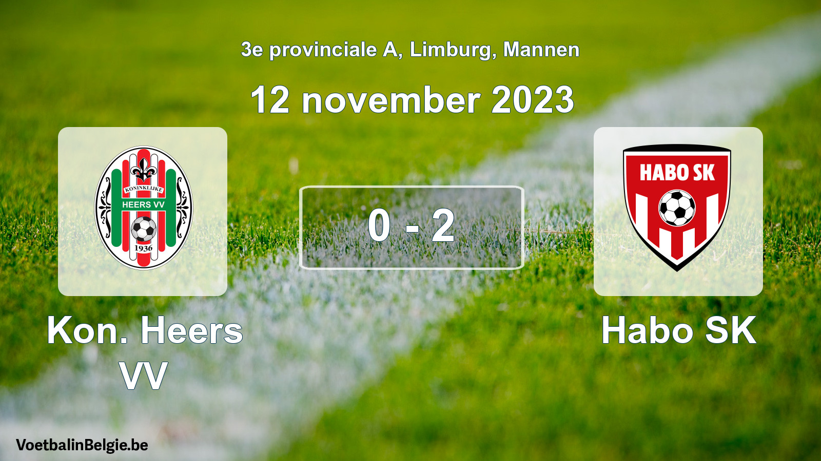 Gespeelde wedstrijd mannenvoetbal: Kon. Heers VV - Habo SK 0 - 2 (12 november 2023)