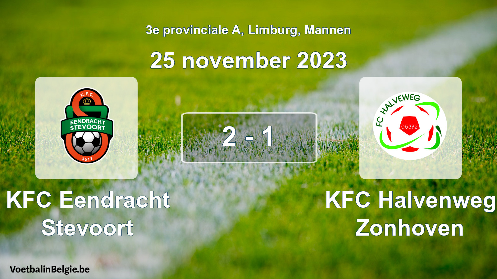 Gespeelde wedstrijd mannenvoetbal: KFC Eendracht Stevoort - KFC Halvenweg Zonhoven 2 - 1 (25 november 2023)