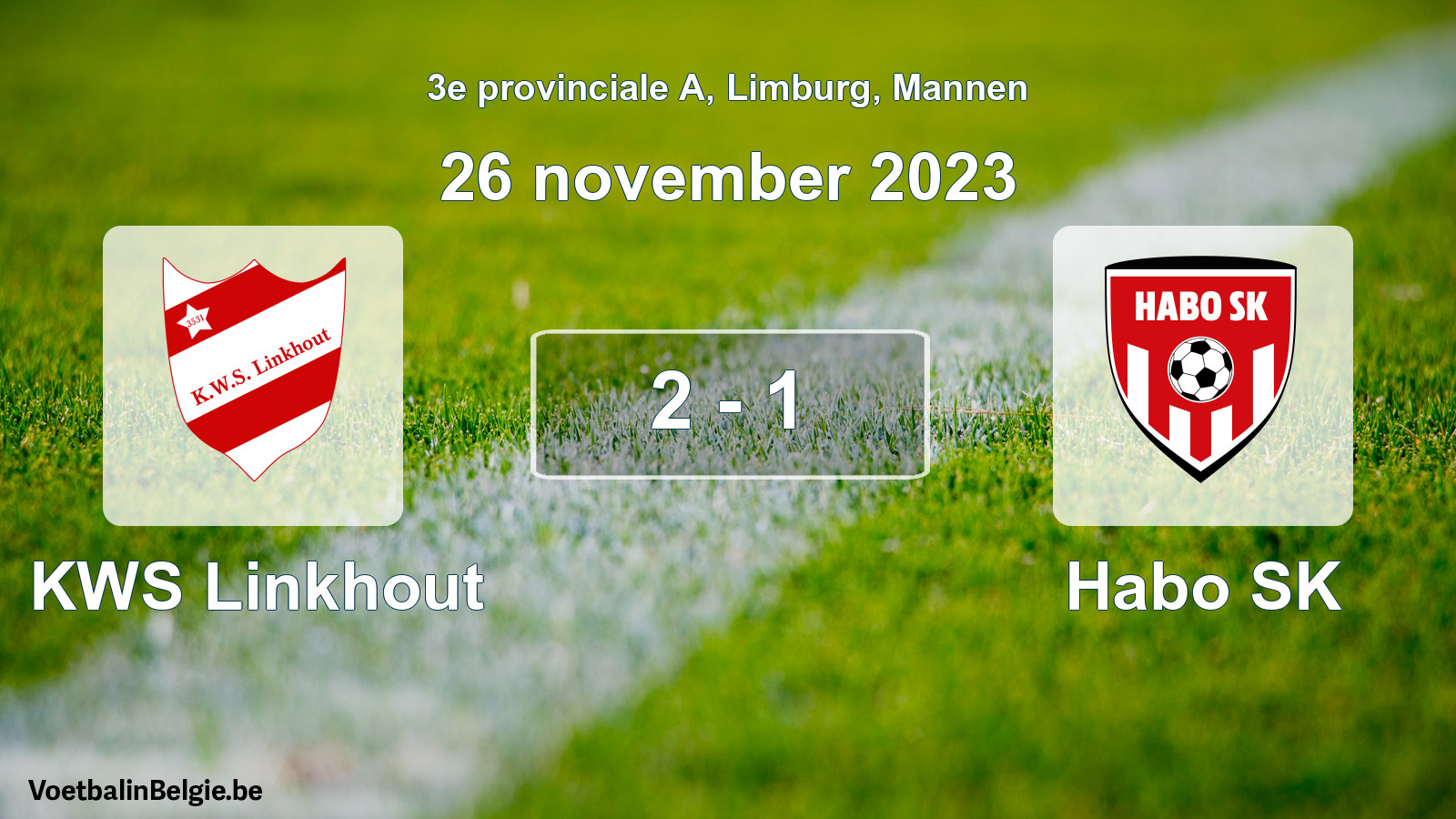 Gespeelde wedstrijd mannenvoetbal: KWS Linkhout - Habo SK 2 - 1 (26 november 2023)