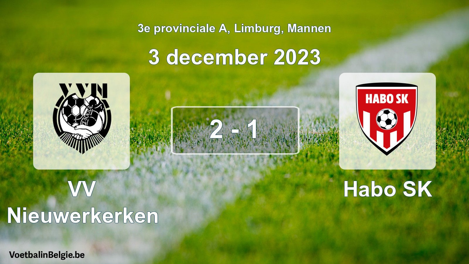 Gespeelde wedstrijd mannenvoetbal: VV Nieuwerkerken - Habo SK 2 - 1 (3 december 2023)