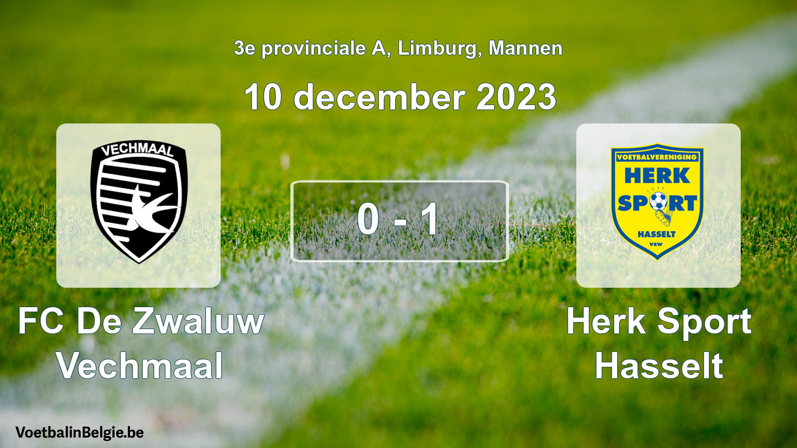 Gespeelde wedstrijd mannenvoetbal: FC De Zwaluw Vechmaal - Herk Sport Hasselt 0 - 1 (10 december 2023)