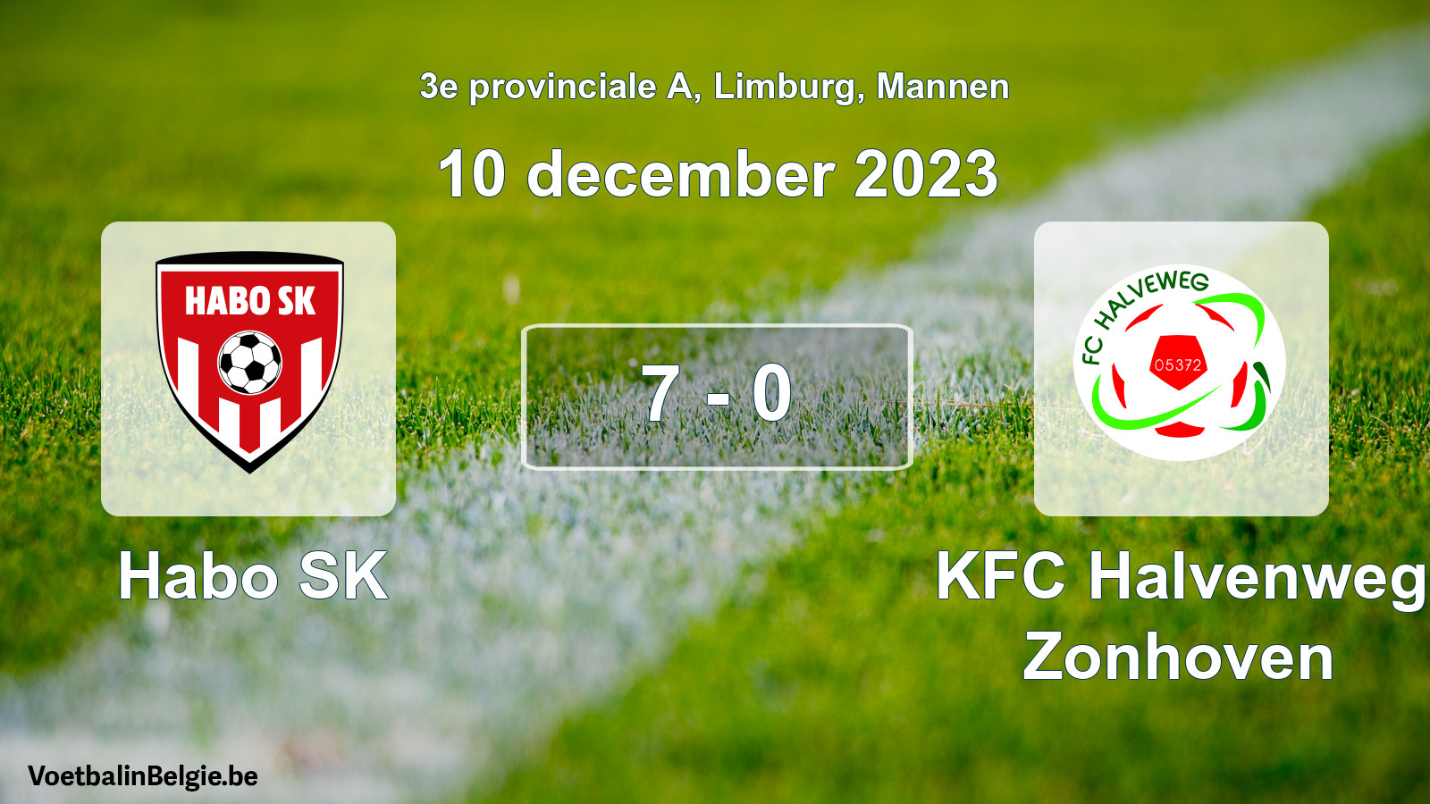 Gespeelde wedstrijd mannenvoetbal: Habo SK - KFC Halvenweg Zonhoven 7 - 0 (10 december 2023)