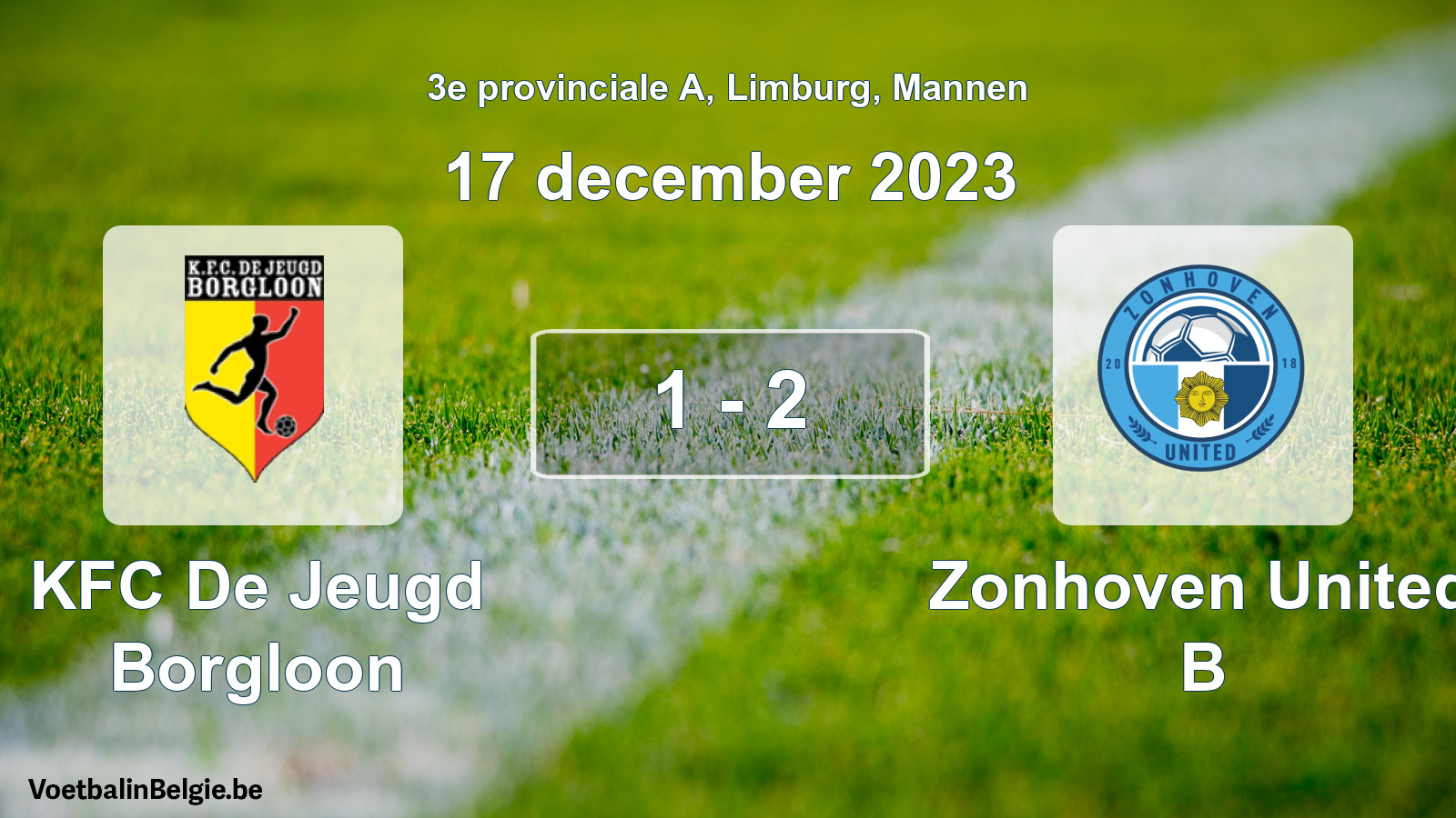 Gespeelde wedstrijd mannenvoetbal: KFC De Jeugd Borgloon - Zonhoven United B 1 - 2 (17 december 2023)