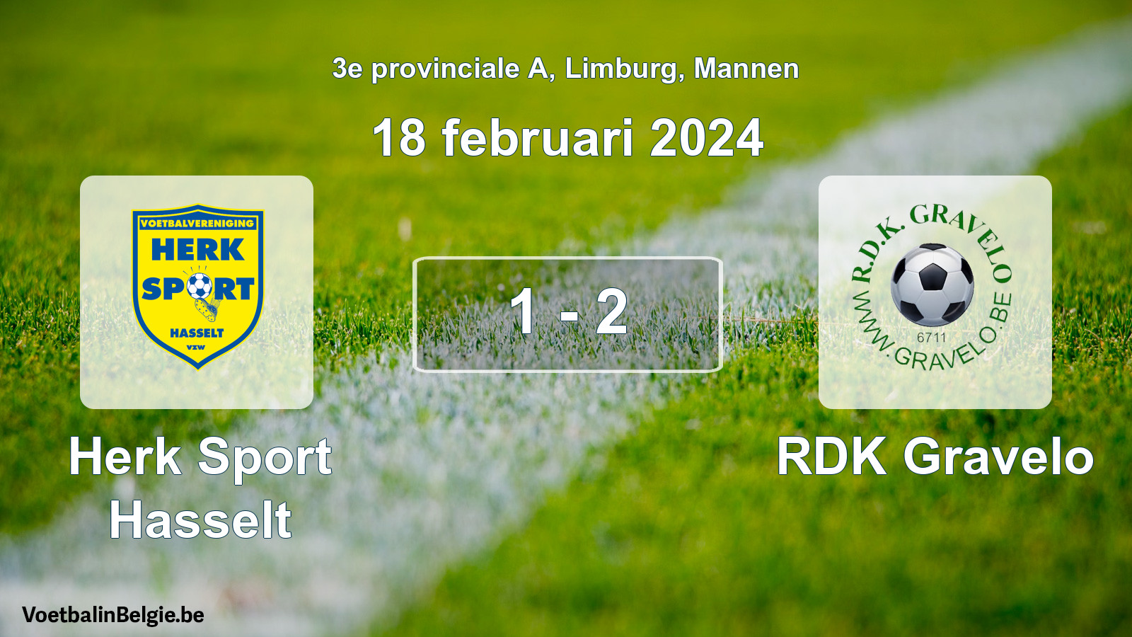 Gespeelde wedstrijd mannenvoetbal: Herk Sport Hasselt - RDK Gravelo 1 - 2 (18 februari 2024)