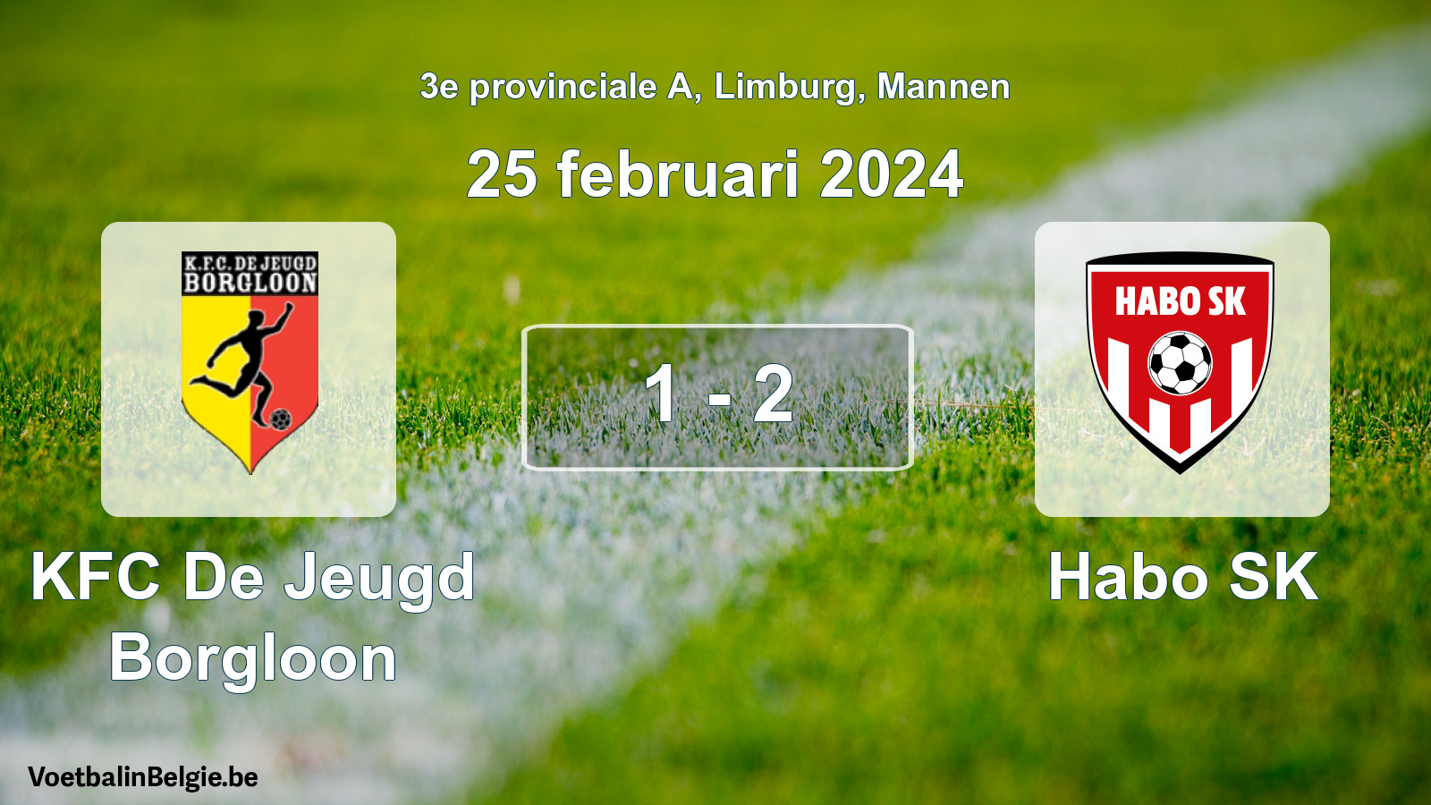 Gespeelde wedstrijd mannenvoetbal: KFC De Jeugd Borgloon - Habo SK 1 - 2 (25 februari 2024)