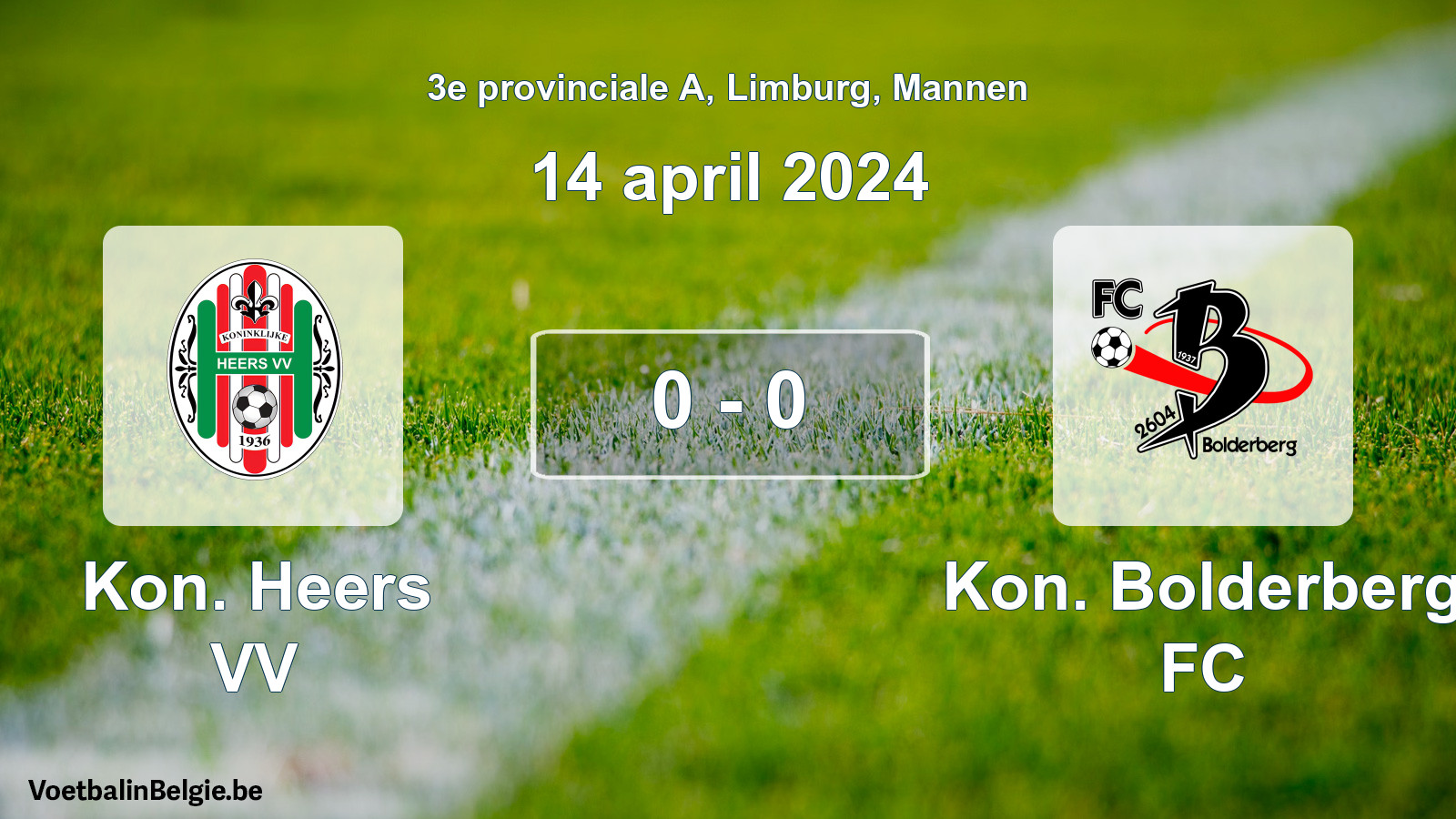 Gespeelde wedstrijd mannenvoetbal: Kon. Heers VV - Kon. Bolderberg FC 0 - 0 (14 april 2024)