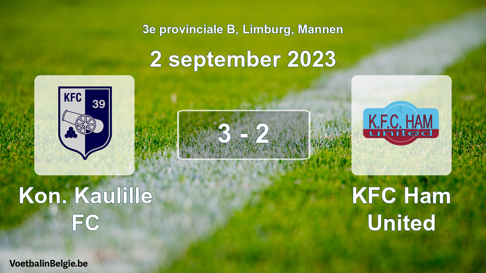Gespeelde wedstrijd mannenvoetbal: Kon. Kaulille FC - KFC Ham United 3 - 2 (2 september 2023)