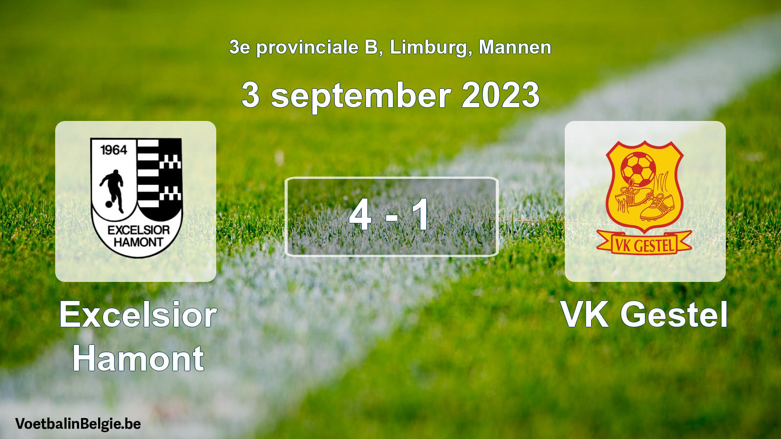 Gespeelde wedstrijd mannenvoetbal: Excelsior Hamont - VK Gestel 4 - 1 (3 september 2023)