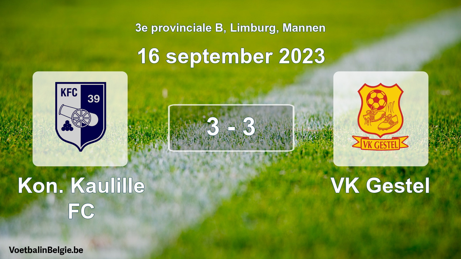 Gespeelde wedstrijd mannenvoetbal: Kon. Kaulille FC - VK Gestel 3 - 3 (16 september 2023)