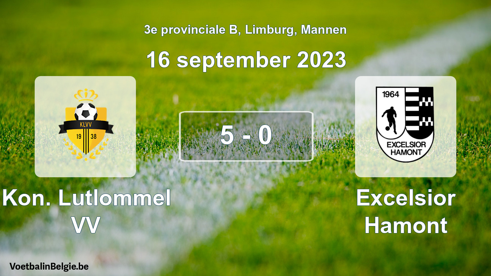 Gespeelde wedstrijd mannenvoetbal: Kon. Lutlommel VV - Excelsior Hamont 5 - 0 (16 september 2023)