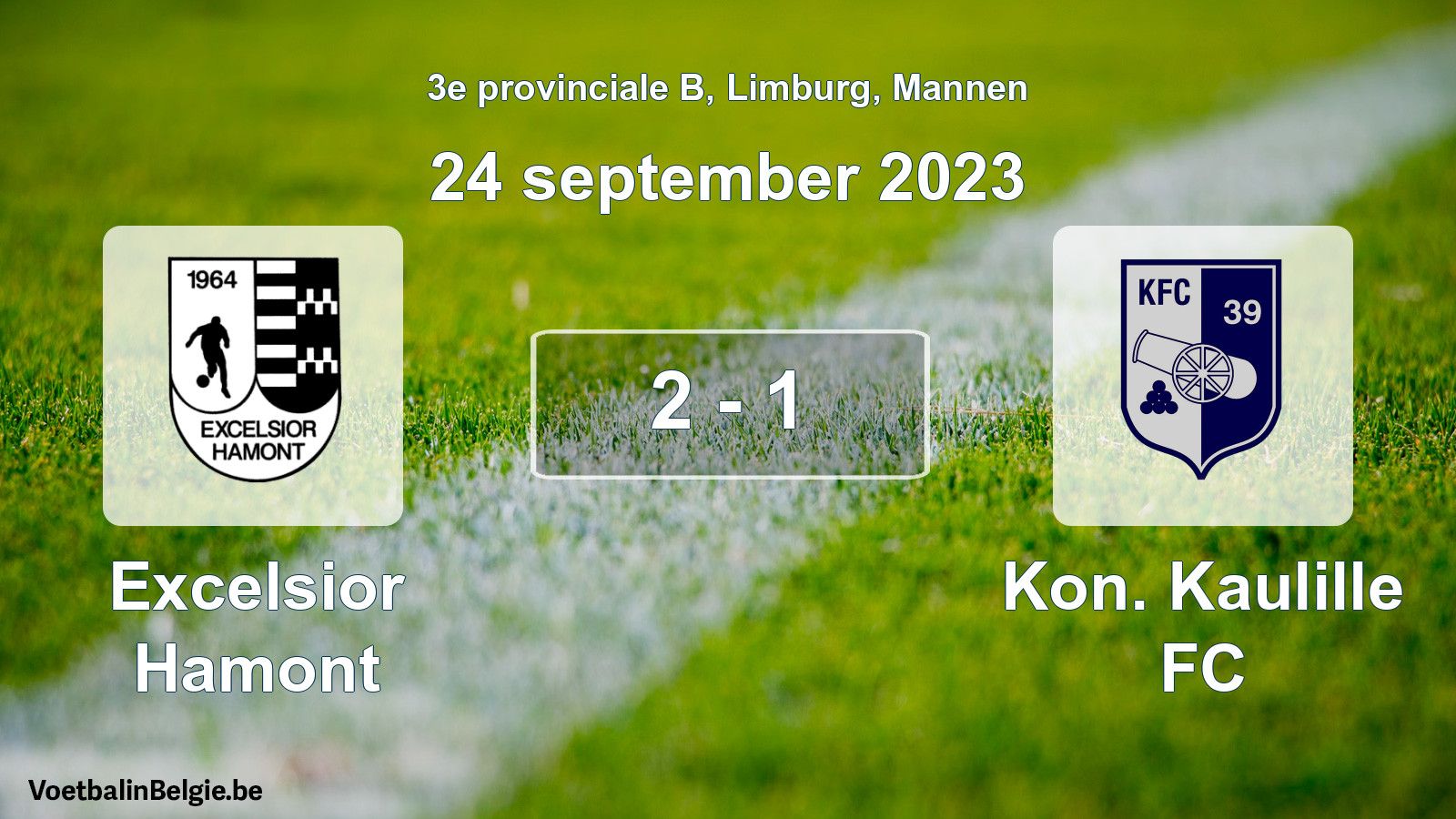 Gespeelde wedstrijd mannenvoetbal: Excelsior Hamont - Kon. Kaulille FC 2 - 1 (24 september 2023)