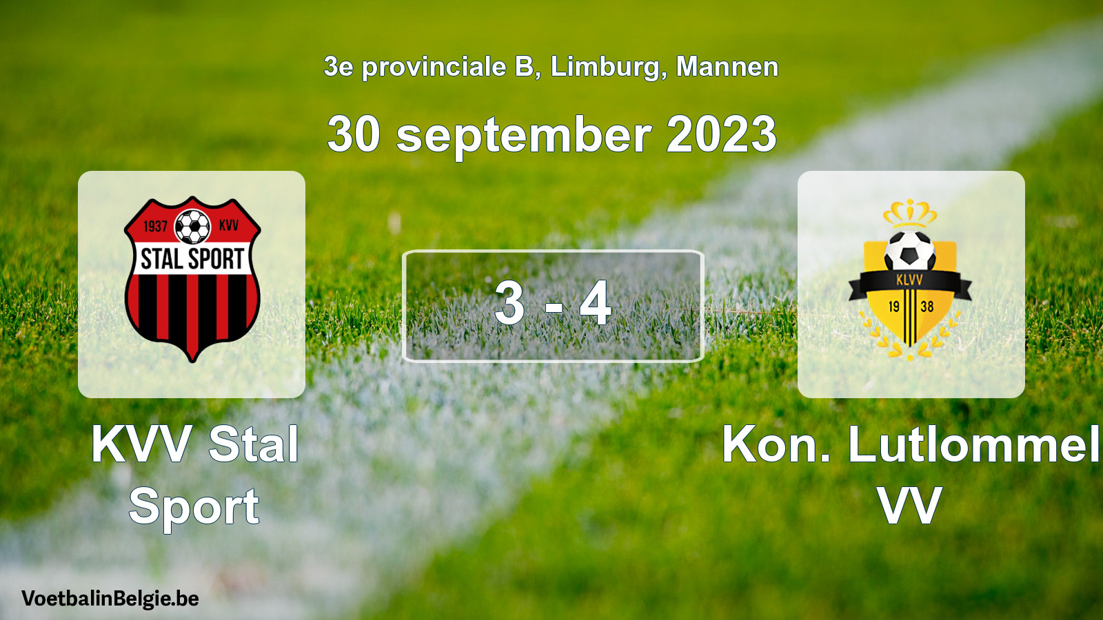 Gespeelde wedstrijd mannenvoetbal: KVV Stal Sport - Kon. Lutlommel VV 3 - 4 (30 september 2023)