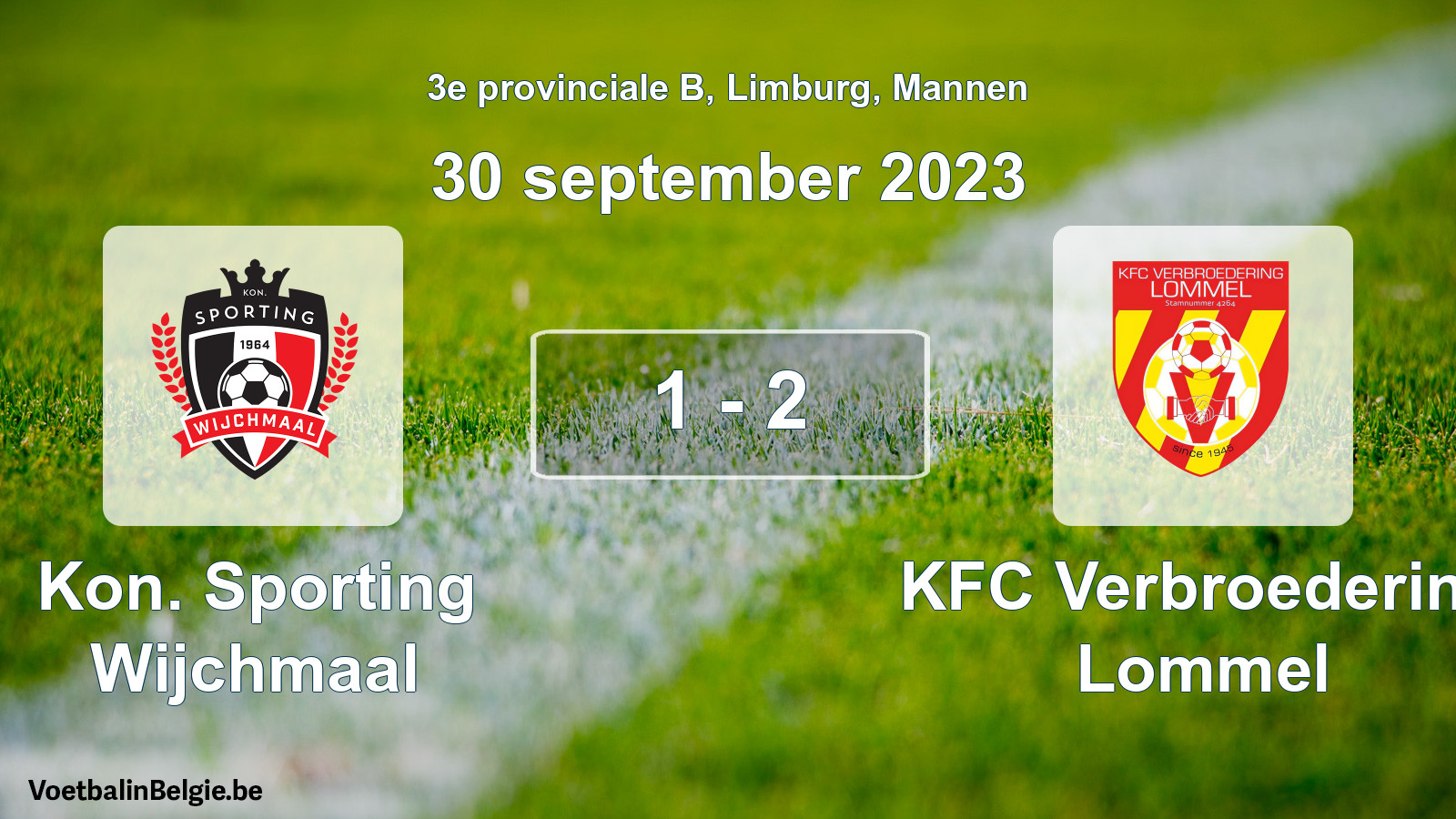 Gespeelde wedstrijd mannenvoetbal: Kon. Sporting Wijchmaal - KFC Verbroedering Lommel 1 - 2 (30 september 2023)