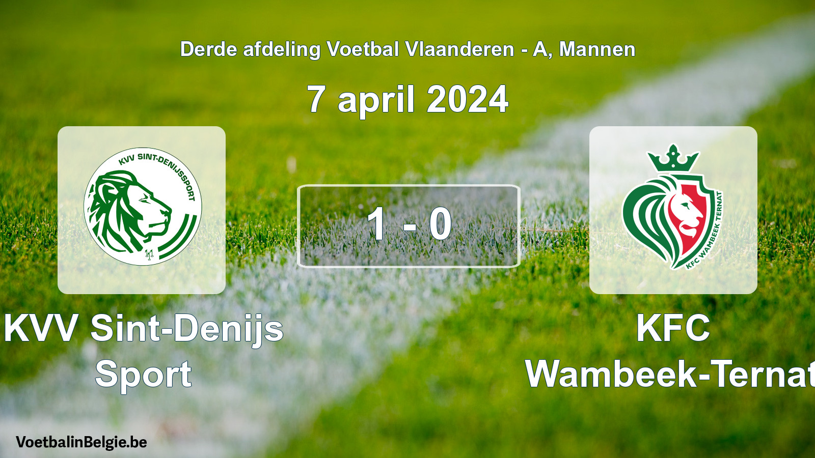 Gespeelde wedstrijd mannenvoetbal: KVV Sint-Denijs Sport - KFC Wambeek-Ternat 1 - 0 (7 april 2024)