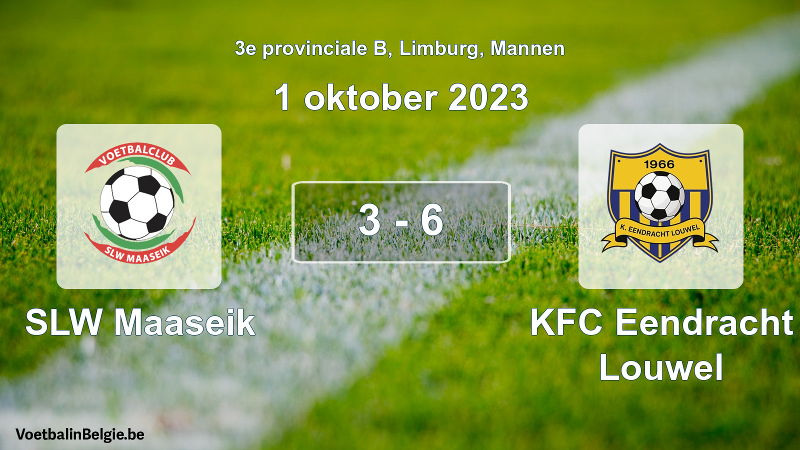 Gespeelde wedstrijd mannenvoetbal: SLW Maaseik - KFC Eendracht Louwel 3 - 6 (1 oktober 2023)