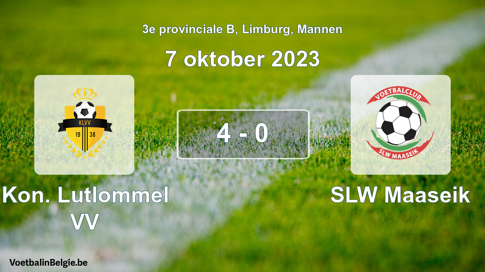 Gespeelde wedstrijd mannenvoetbal: Kon. Lutlommel VV - SLW Maaseik 4 - 0 (7 oktober 2023)