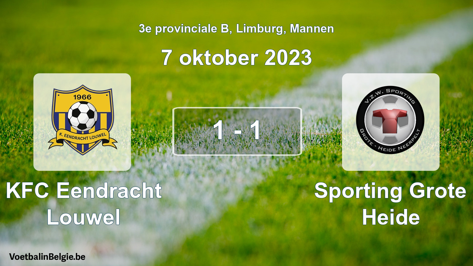 Gespeelde wedstrijd mannenvoetbal: KFC Eendracht Louwel - Sporting Grote Heide 1 - 1 (7 oktober 2023)