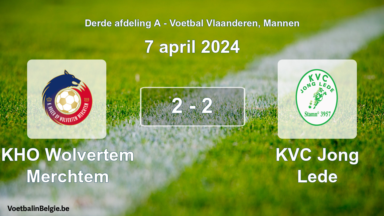Played match men football: KHO Wolvertem Merchtem - KVC Jong Lede 2 - 2 (7 April 2024)