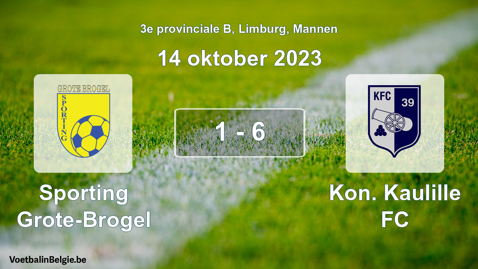 Gespeelde wedstrijd mannenvoetbal: Sporting Grote-Brogel - Kon. Kaulille FC 1 - 6 (14 oktober 2023)