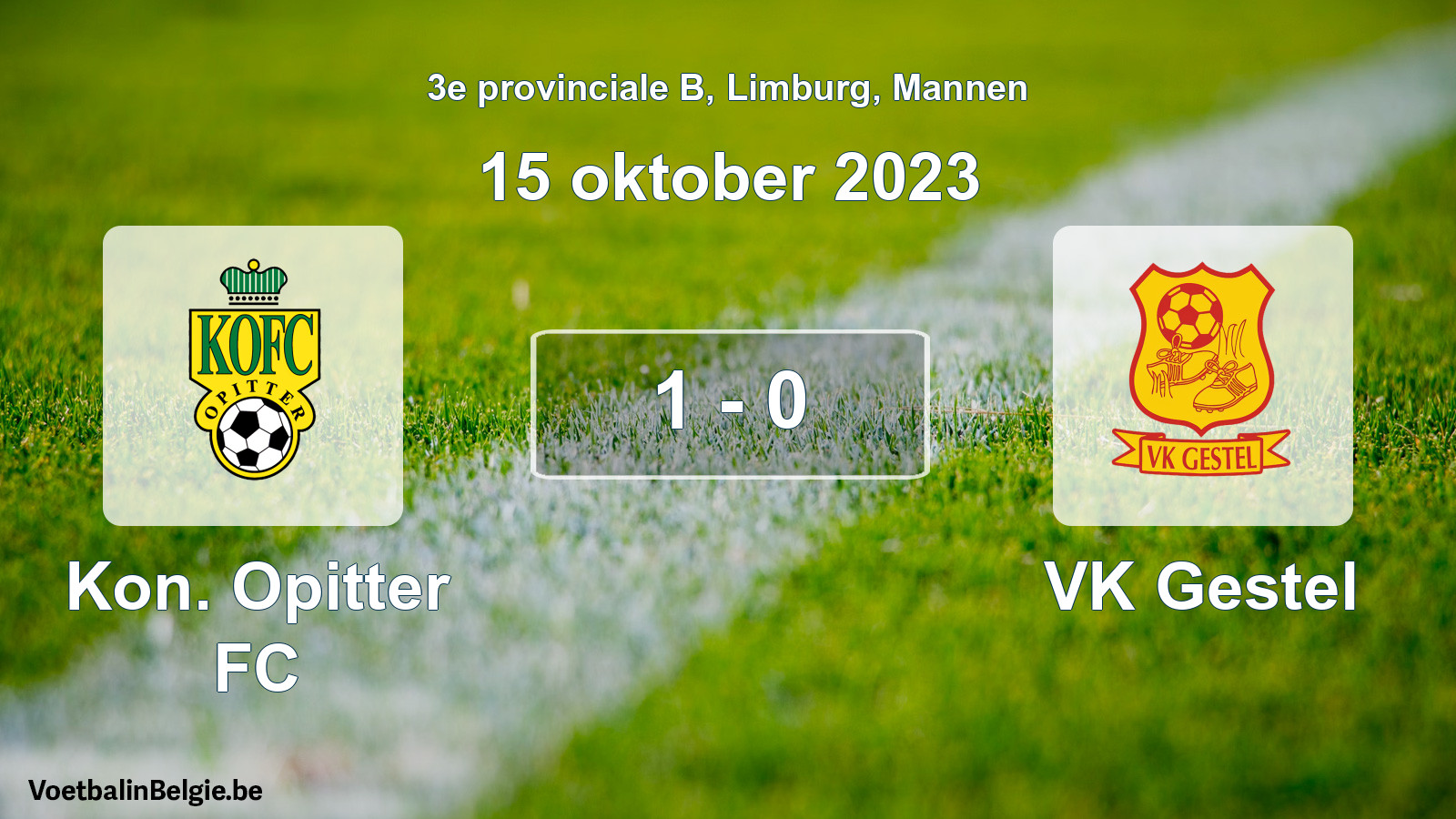 Gespeelde wedstrijd mannenvoetbal: Kon. Opitter FC - VK Gestel 1 - 0 (15 oktober 2023)
