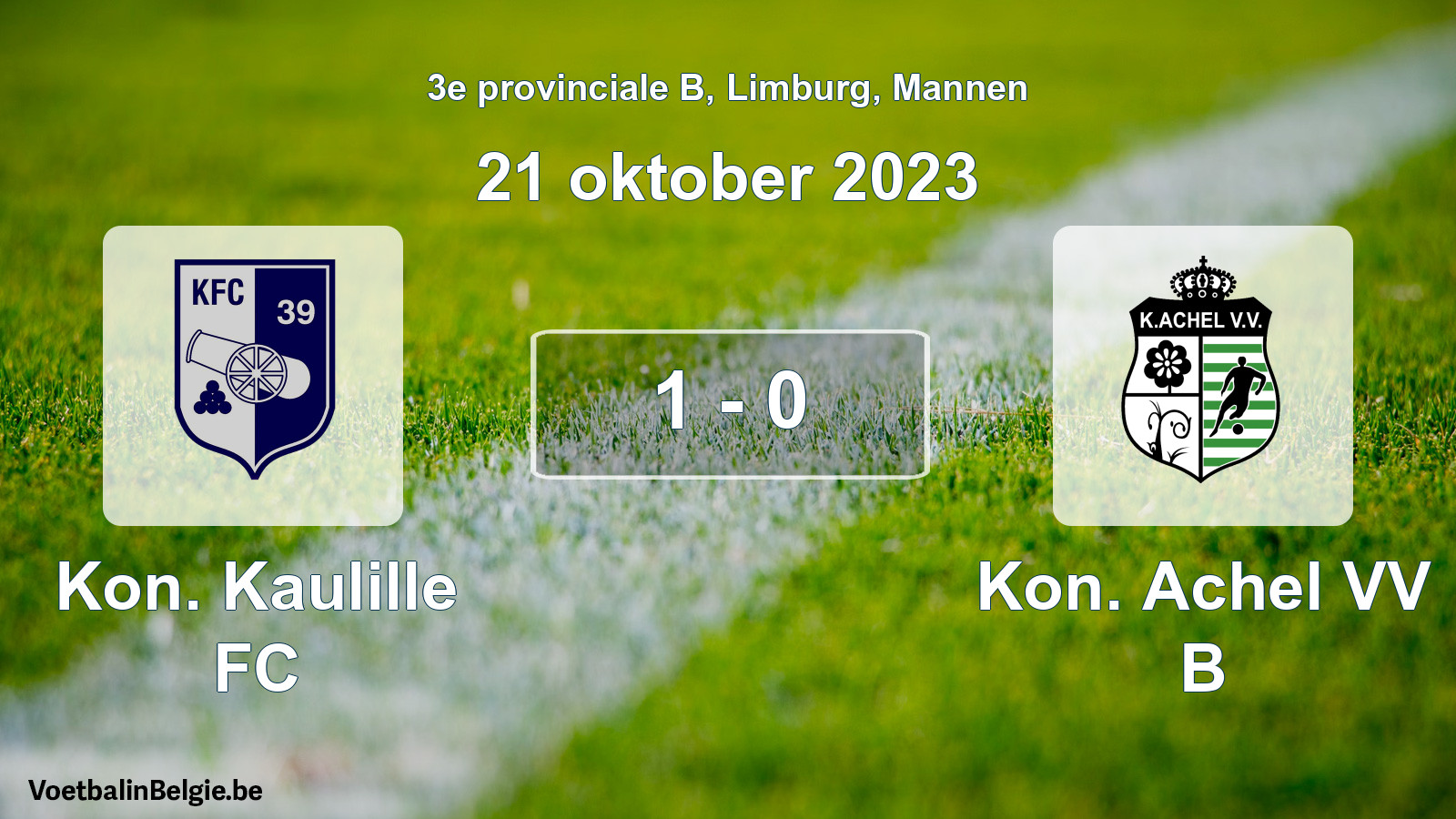 Gespeelde wedstrijd mannenvoetbal: Kon. Kaulille FC - Kon. Achel VV B 1 - 0 (21 oktober 2023)
