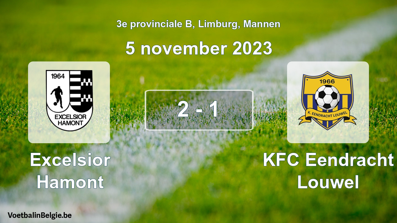 Gespeelde wedstrijd mannenvoetbal: Excelsior Hamont - KFC Eendracht Louwel 2 - 1 (5 november 2023)