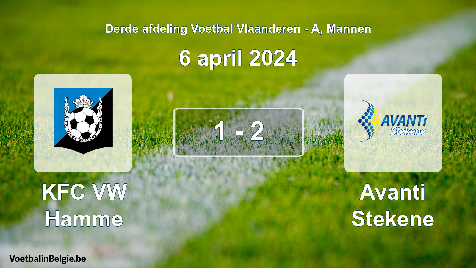 Gespeelde wedstrijd mannenvoetbal: KFC VW Hamme - Avanti Stekene 1 - 2 (6 april 2024)