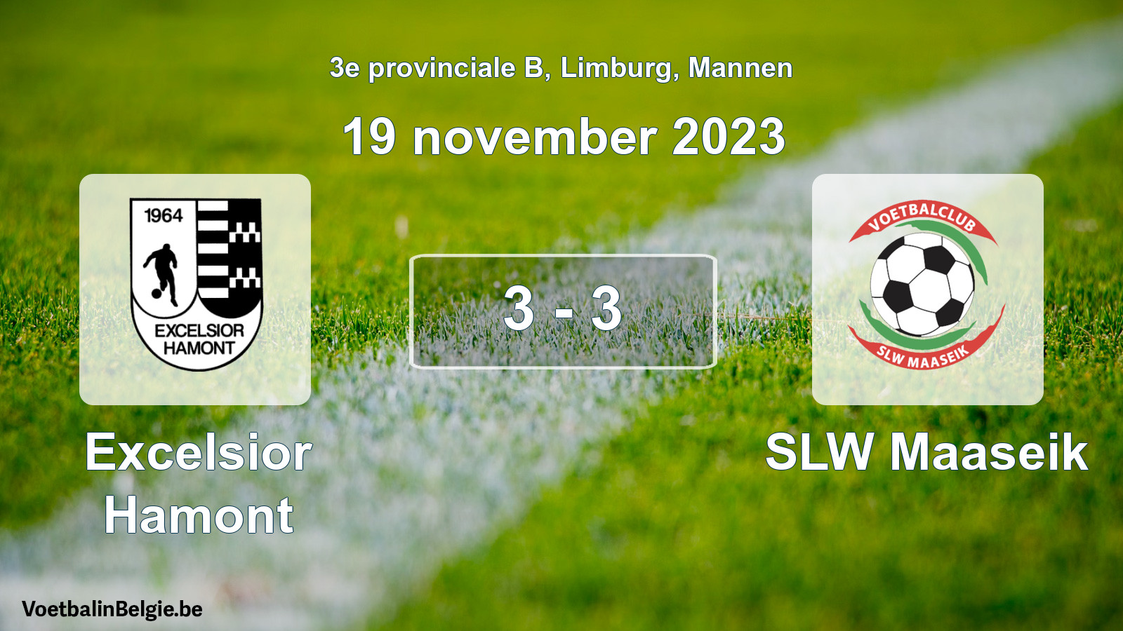 Gespeelde wedstrijd mannenvoetbal: Excelsior Hamont - SLW Maaseik 3 - 3 (19 november 2023)
