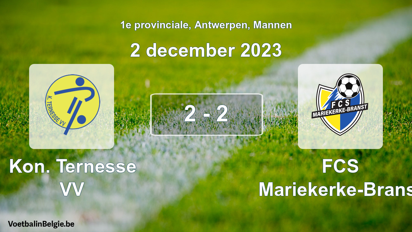 Gespeelde wedstrijd mannenvoetbal: Kon. Ternesse VV - FCS Mariekerke-Branst 2 - 2 (2 december 2023)