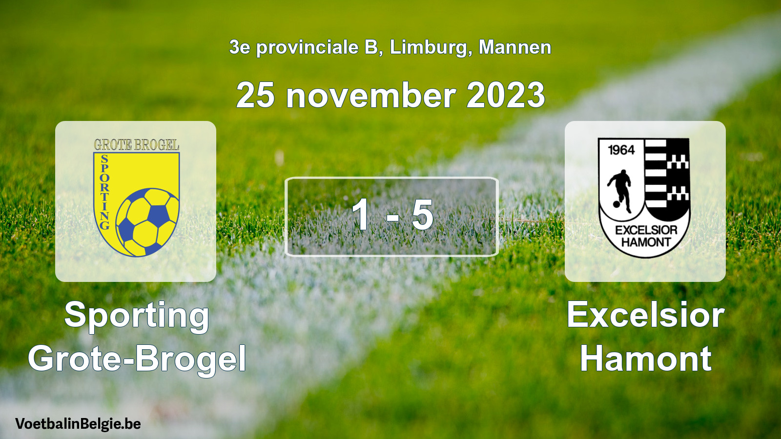 Gespeelde wedstrijd mannenvoetbal: Sporting Grote-Brogel - Excelsior Hamont 1 - 5 (25 november 2023)