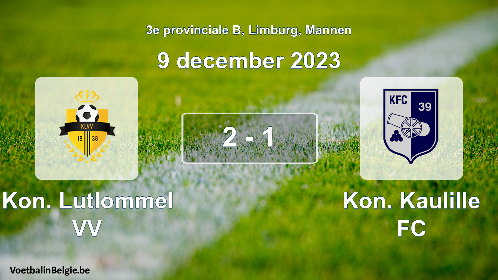 Gespeelde wedstrijd mannenvoetbal: Kon. Lutlommel VV - Kon. Kaulille FC 2 - 1 (9 december 2023)