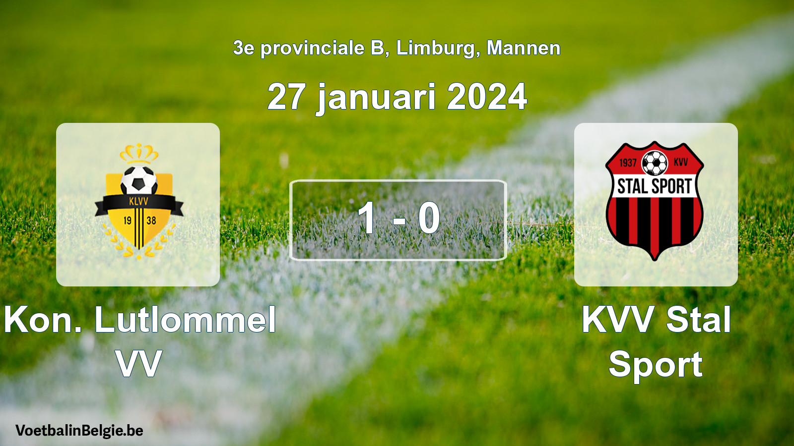 Gespeelde wedstrijd mannenvoetbal: Kon. Lutlommel VV - KVV Stal Sport 1 - 0 (27 januari 2024)